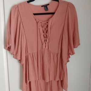 Forever 21 Boho Pink HiLo Top Size Medium Euc